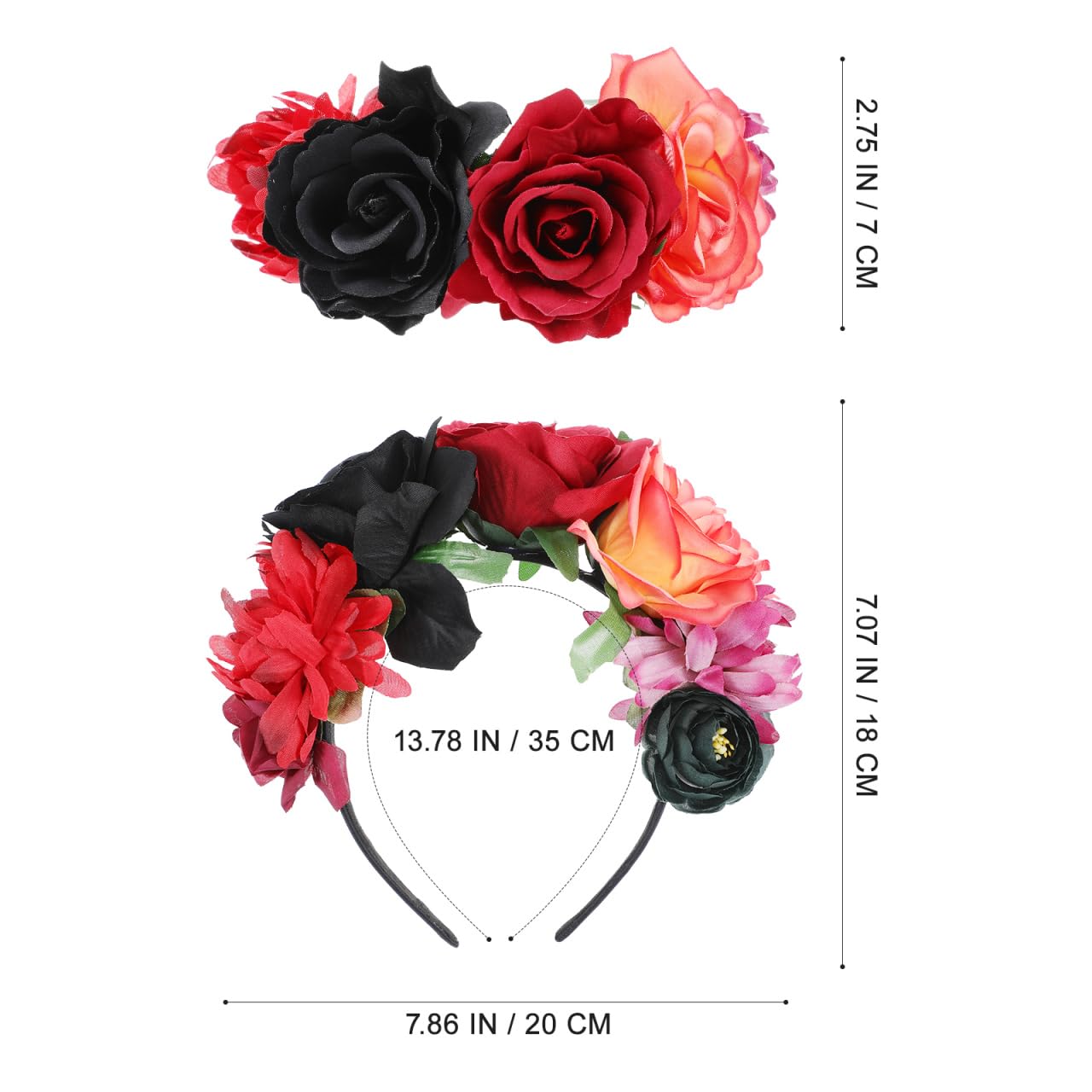 Healvian Accessori Per Capelli Gotici Corona Di Fiori Di Halloween Acconciatura Fasce Di Capelli Fiori Di Rose Per Costume Di Halloween