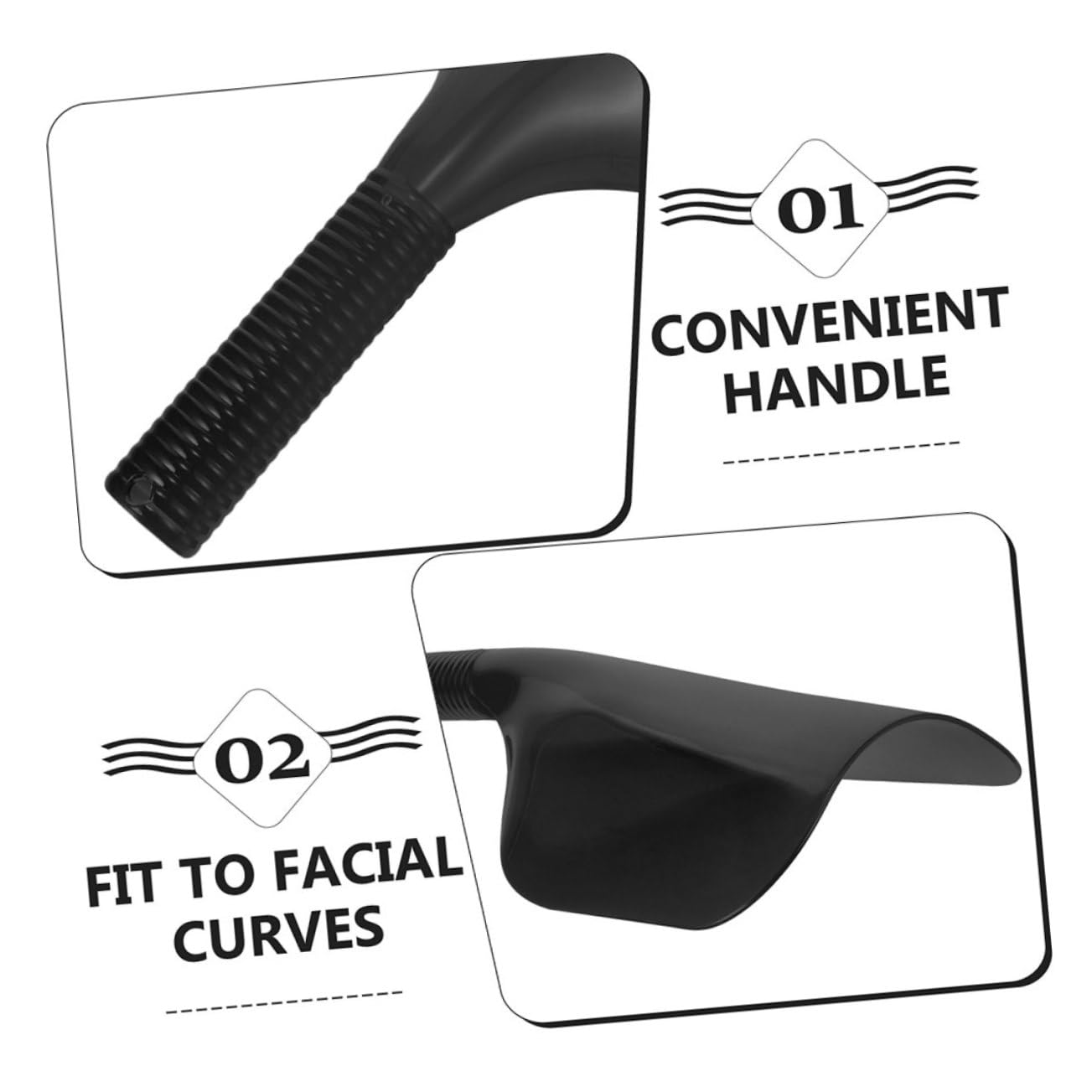 Protector Facial Para Corte y Laca De Cabello 3 Unidades Negro Con Mango Tamaño Mediano Para Peluquería y Salones De Belleza