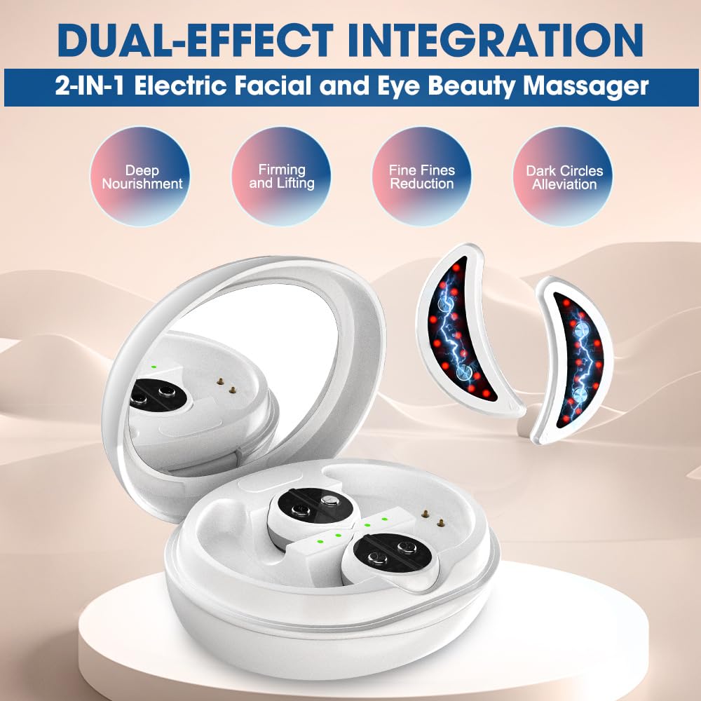 Under Eye Red Light Therapy Eye Pods,Red Light Therapy for Eyes,Microcurrent Eye Massager for Eye Bags Remover, Dark Circles and Wrinkles (A)