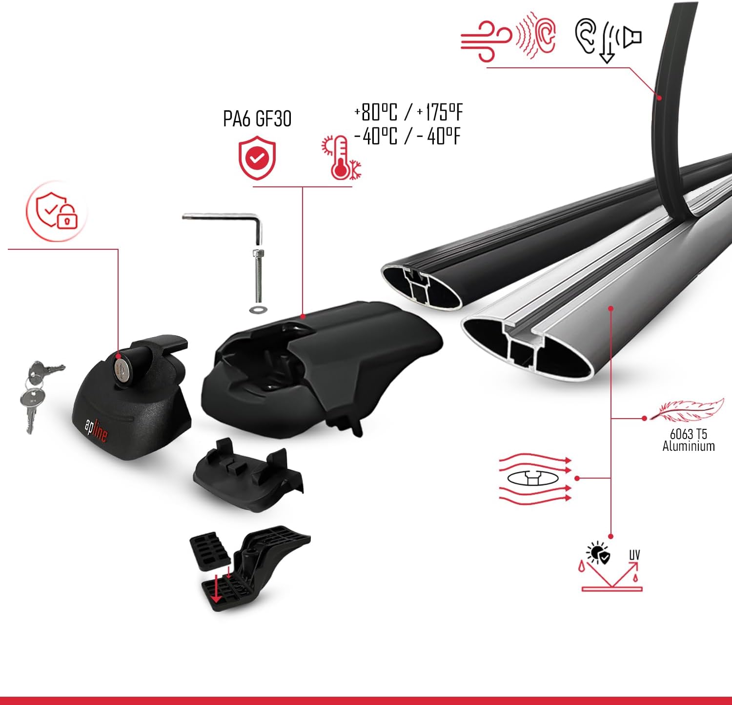 Compatible with Chevrolet Tahoe 2000-2006 ACE-1 Car Roof Rack Cross Bar Black Aluminium 2 Bars image 5