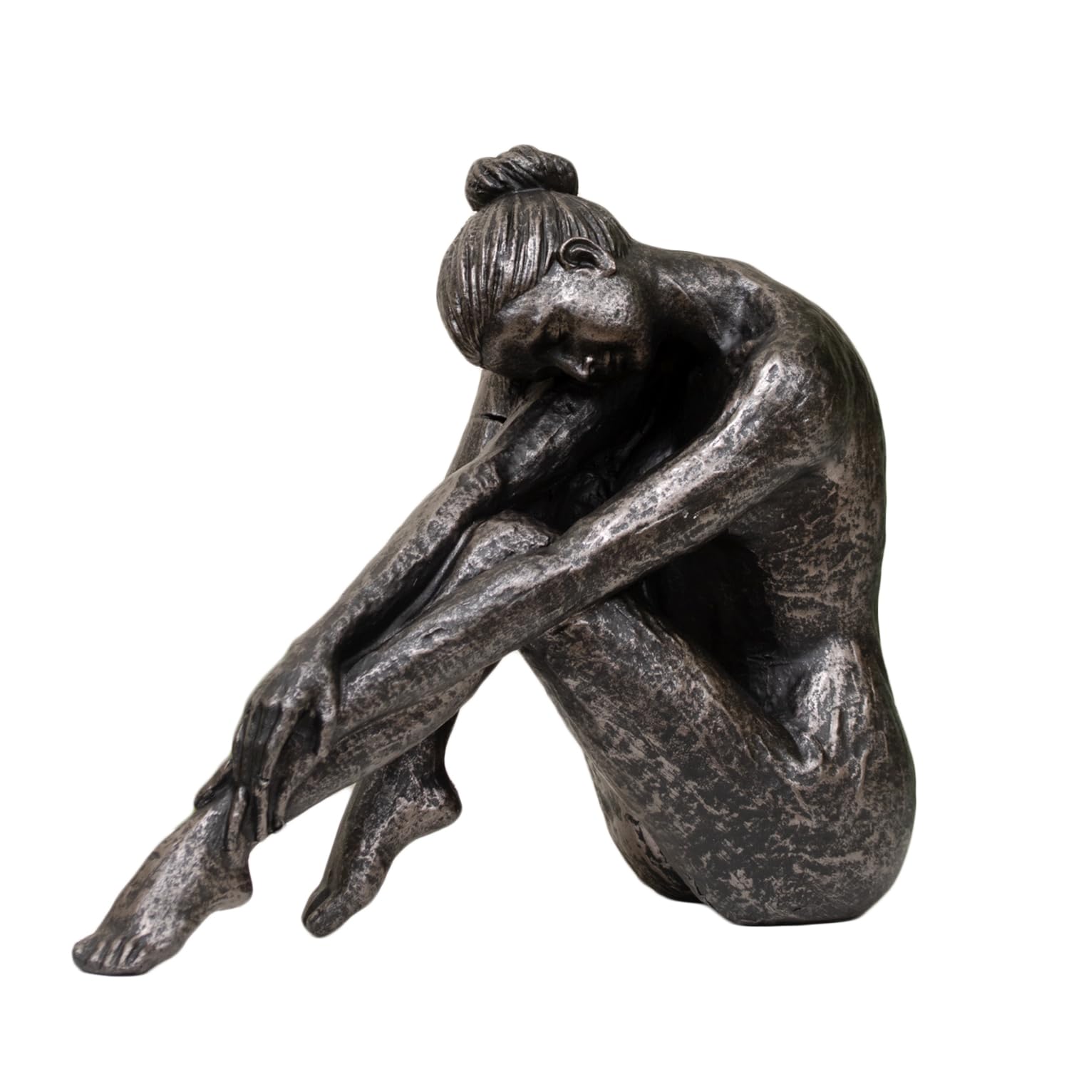 Darthome Black, Bronze Bronze Sitting Lady Sculpture, Antique Bronze Finish, Resin Material, 26Cm X 23Cm X 12Cm, Decorative Figurine