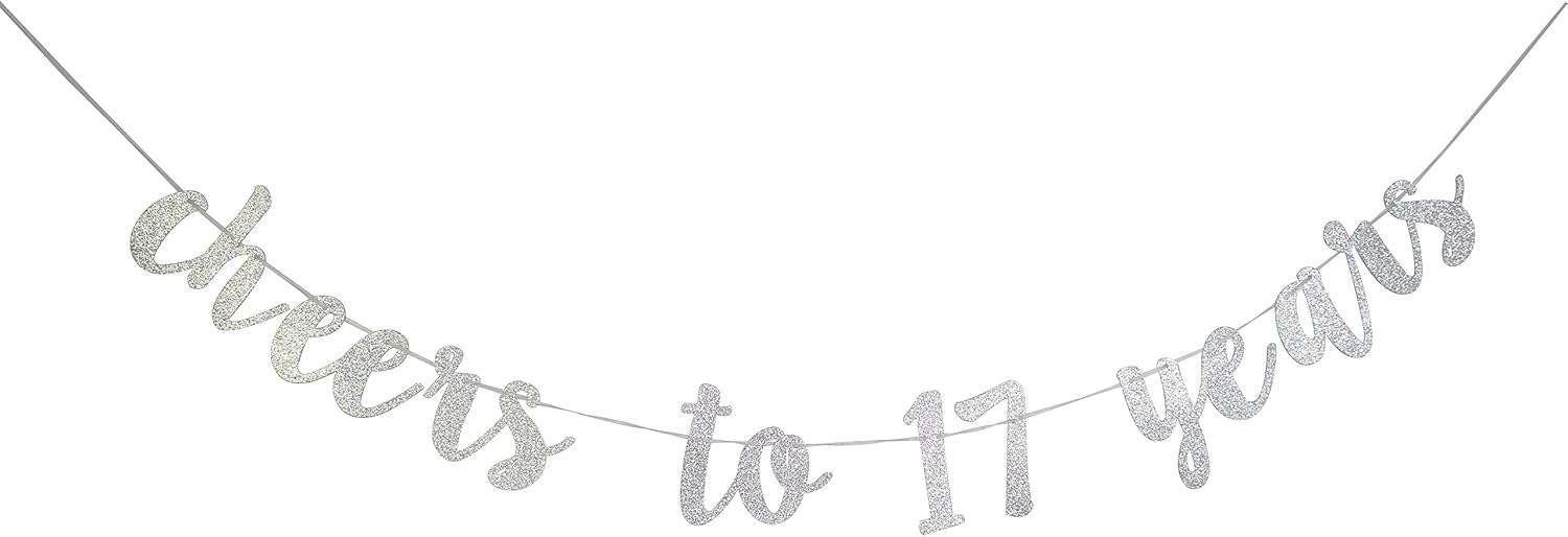 Happy 17th Birthday Banner - Black Glitter "Cheers To 17 Years" Party Decorations