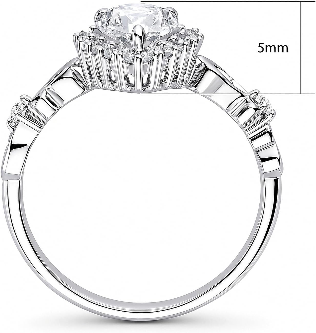 BERRICLE Sterling Silver Filigree Halo Engagement Rings for Women, Cubic Zirconia CZ Ring
