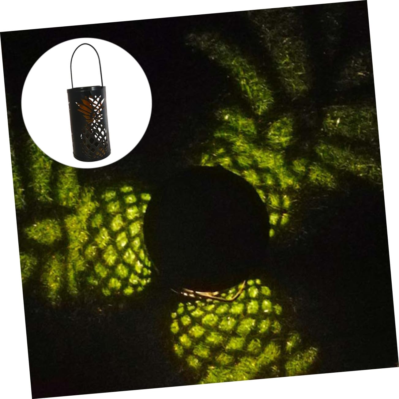 GANAZONO Lampada Solare da Esterno in Ferro Forma di Ananas Lanterna Sospesa per Giardino Cortile Patio Decorazione Elegante con Proiezione Luminescente Alimentata Energia Solare