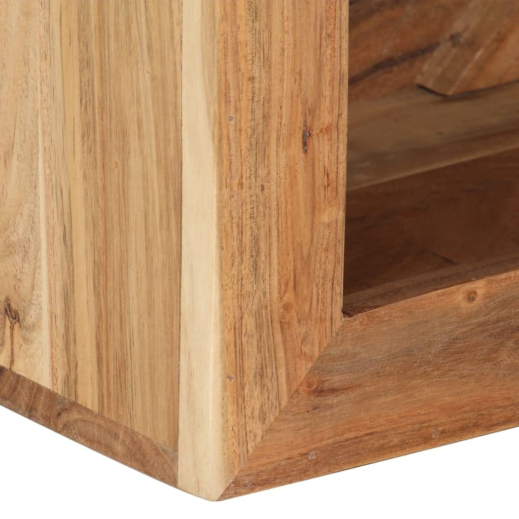 Holzhocker 40x30x40 cm aus Massivholz Akazie - Vielseitiger Beistelltisch und Couchtisch mit Ablagefach für Wohnzimmer und Flur - Rustikaler Hocker Natur Unikat
