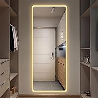Vista 1 de Espejo moderno de longitud completa con luces, espejo largo montado en la pared con luces, espejo de tocador e iluminación de 3 colores, espejo LED