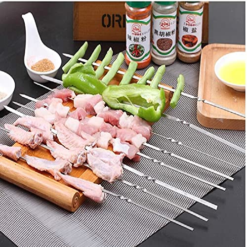Durevole 100/50 pezzi Spiedini per barbecue piatti in acciaio inossidabile riutilizzabili bbq Stick per aghi per attrezzi da picnic da campeggio all'aperto con scatola di immagazzinaggio per barbecu