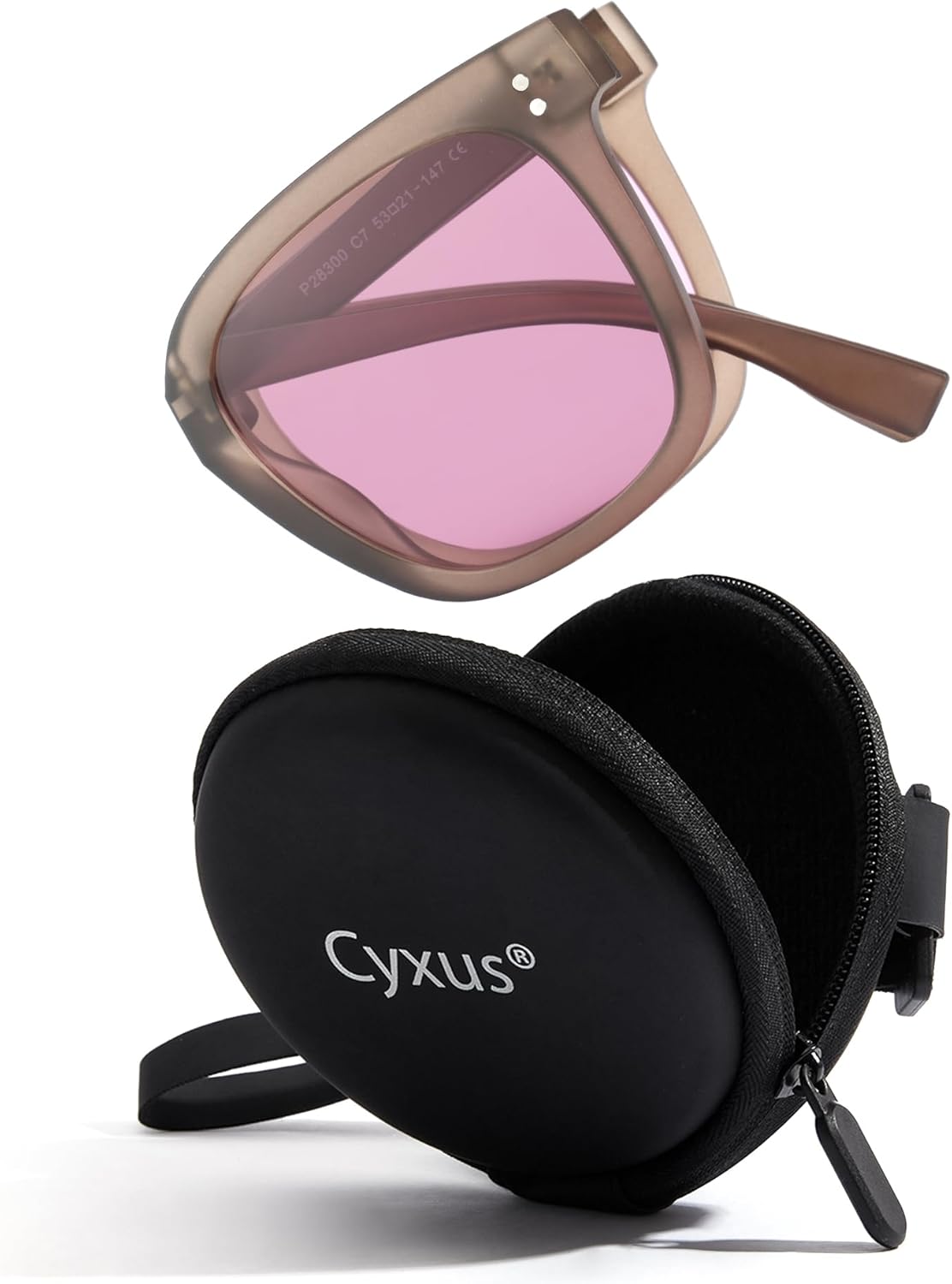Cyxus Foldable Polarized Sunglasses for Women Men, 24g TR90 Trendy Square 99.99% UV Protection Beach Driving Outdoor P1577