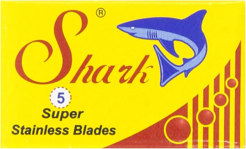 Lâminas de barbear de dois gumes Shark Super Stainless, pacote com 20 caixas de 5 unidades