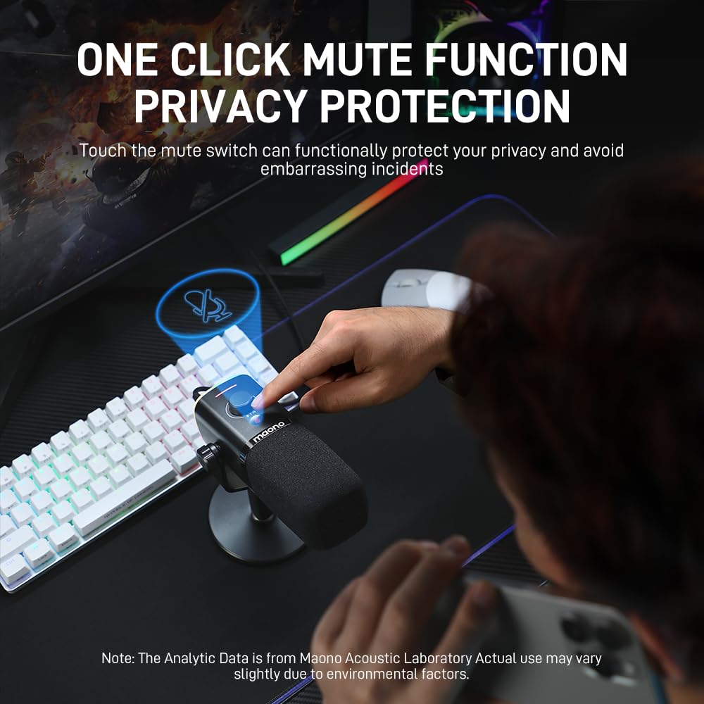 MAONO Dynamic Gaming Microphone: USB/XLR Podcast Mic with Software for Gamer-Podcast RGB PC Mic for Streaming Recording Studio YouTube Content Creation Online Chat PD100X - Image 6 thumbnail