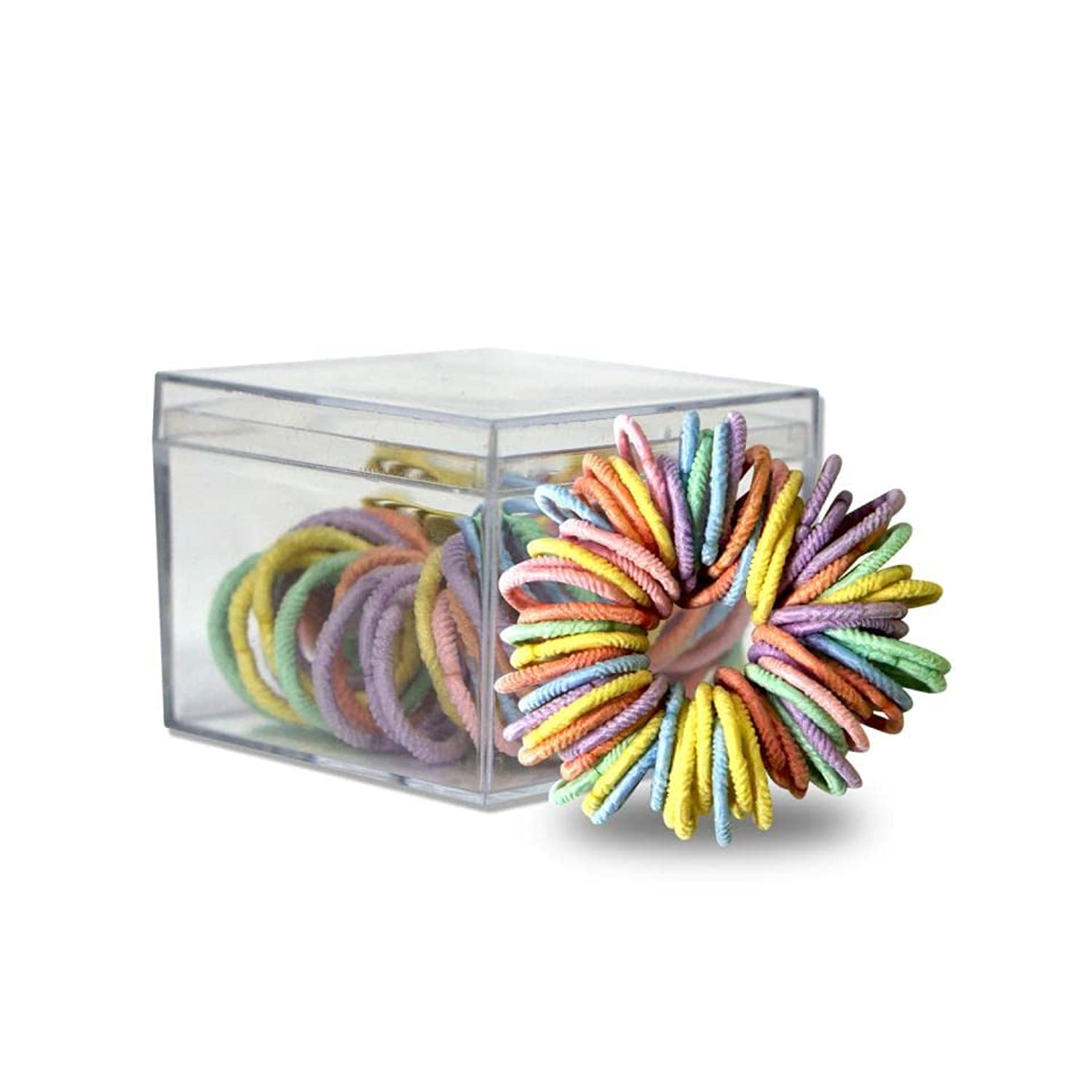 JANNAH (62pcs) Small Colorful Elastic Hair Ties Soft Rubber Bands for Toddlers Infants Kids Hair Decoration Accessories Hair Tiny Holder (Multicolor Set K)