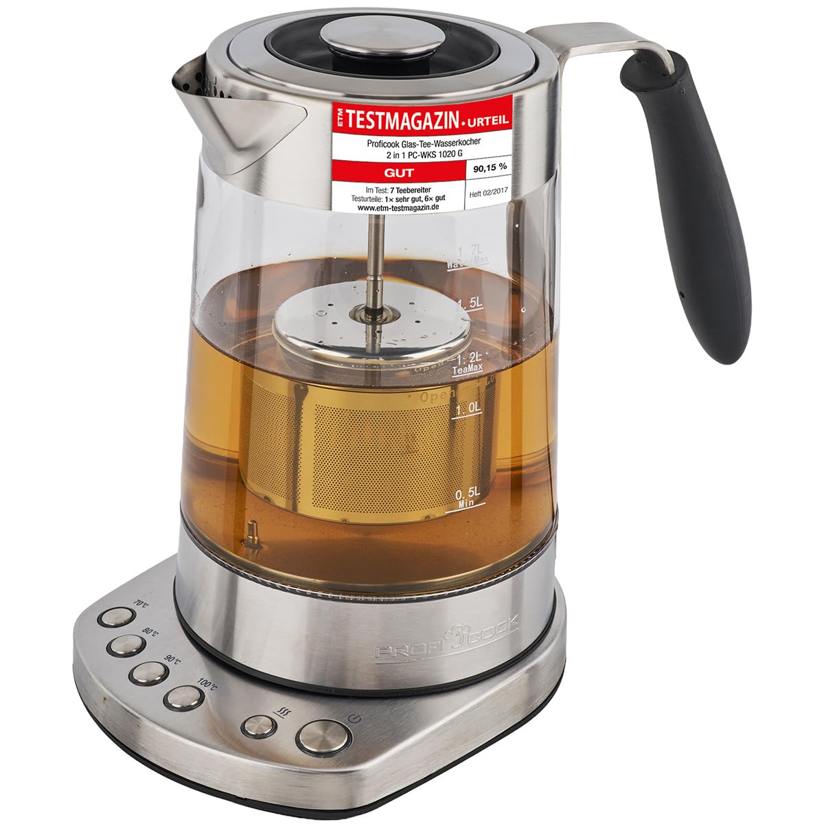 ProfiCook PC-WKS 1020 G - tea maker/kettle - stainless steel/black