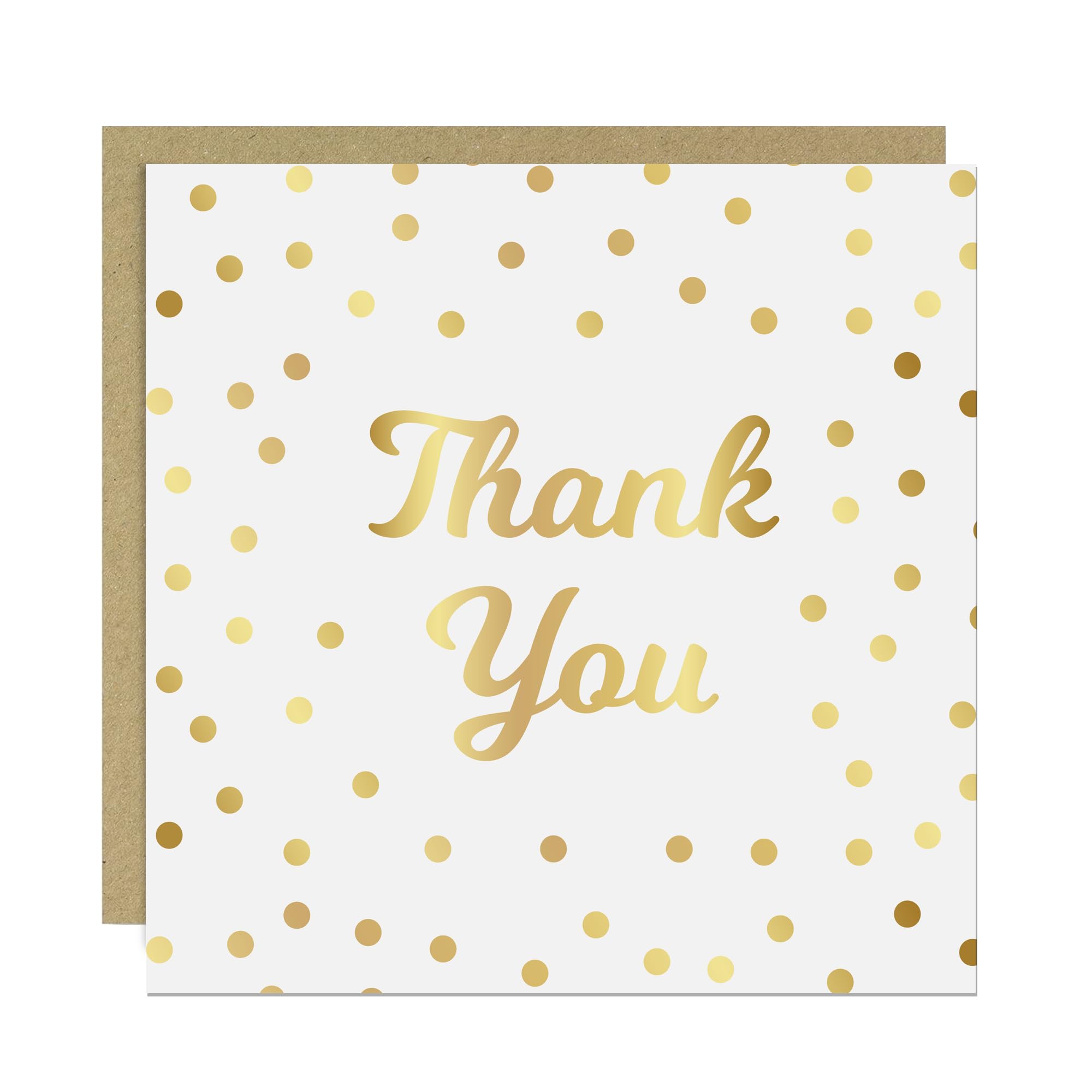 RED OCEAN Thank You Card with Envelope - Luxury Blue & Gold Polka Dot Greeting Card, 145x145mm, Thank You Card For Colleagues Teachers Volunteers, Wedding, Appreciation Cards (Grey & Gold)