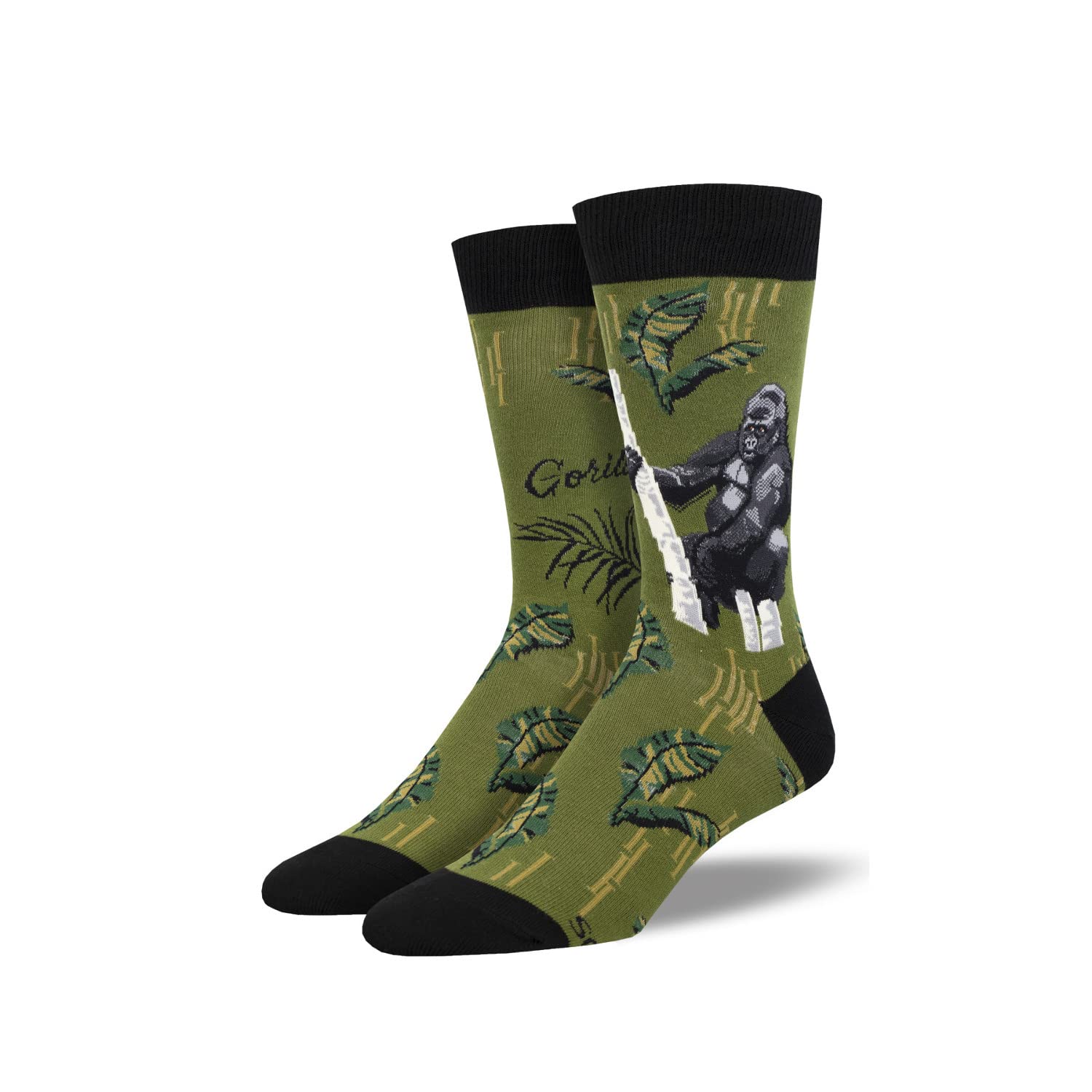 Socksmith Mens Socks Gorilla Design Green Khaki One Size