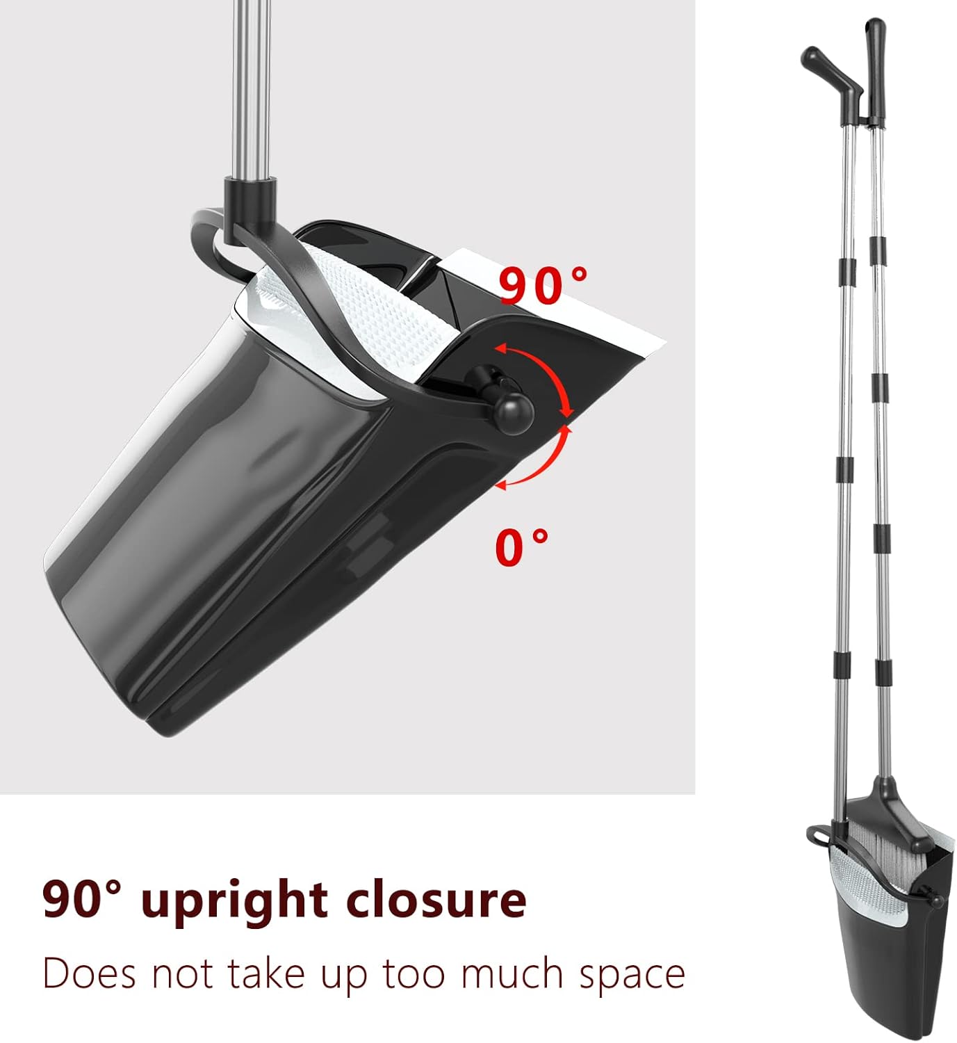 Broom with Dustpan Combo Set 54” Long Handle Household Dust Pan for Home Office Kitchen Cleaning （Black & Grey） - Image 3