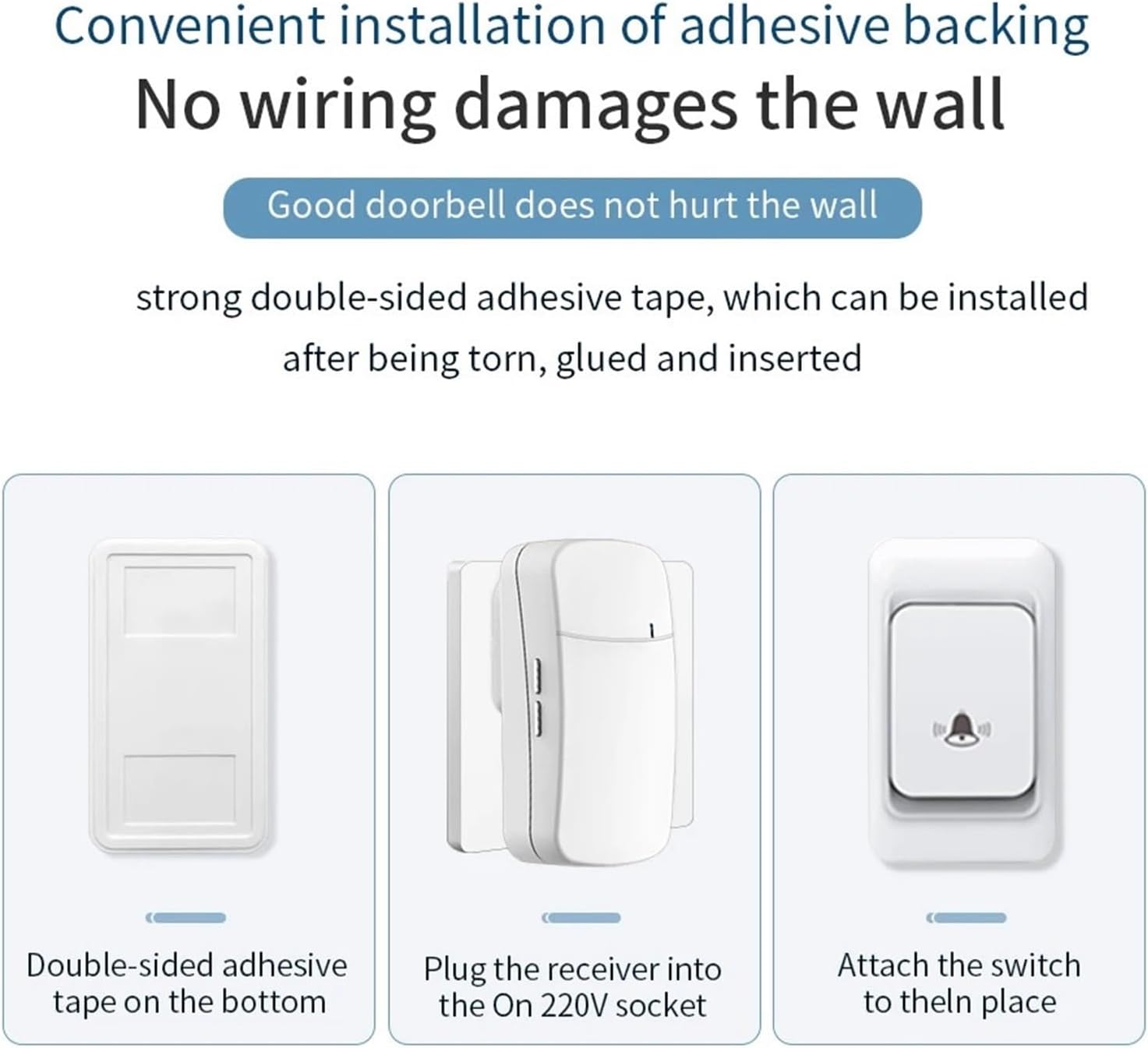 Doorbell House Chime Kit 100M Long Distance 38 Ringtones Door Bell Receiver Button Remote Control,2button 1receiver