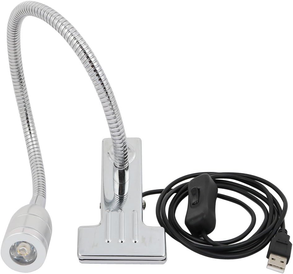 USB Port Lighting fixtures and controls 13W 30 Degree Beam Angle 40cm Arm Cool White LED Clip Desk Lamp Silver Tone