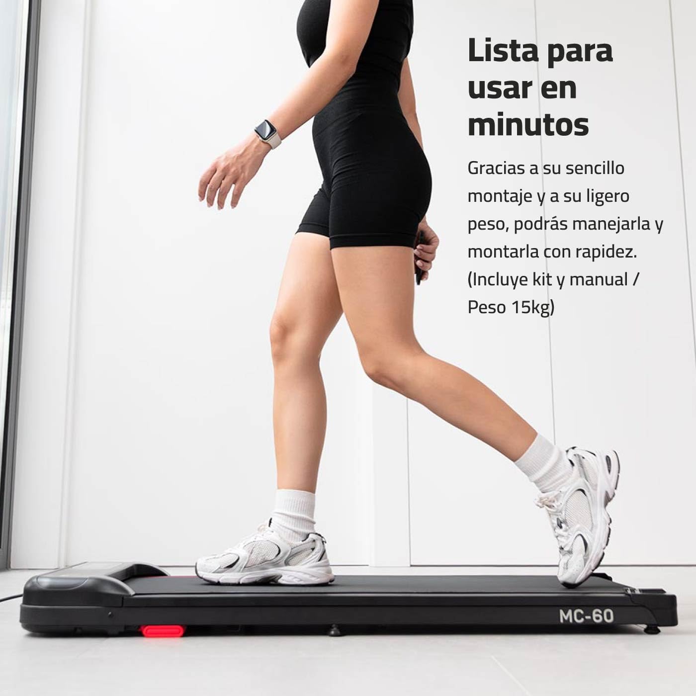 FITFIU Fitness MC-60 Cinta de Andar con Inclinación 9%, Velocidad hasta 6 km/h 750W, Diseño Compacto Conexión App y Mando a Distancia, Walking Pad con Ruedas para Caminar en Casa