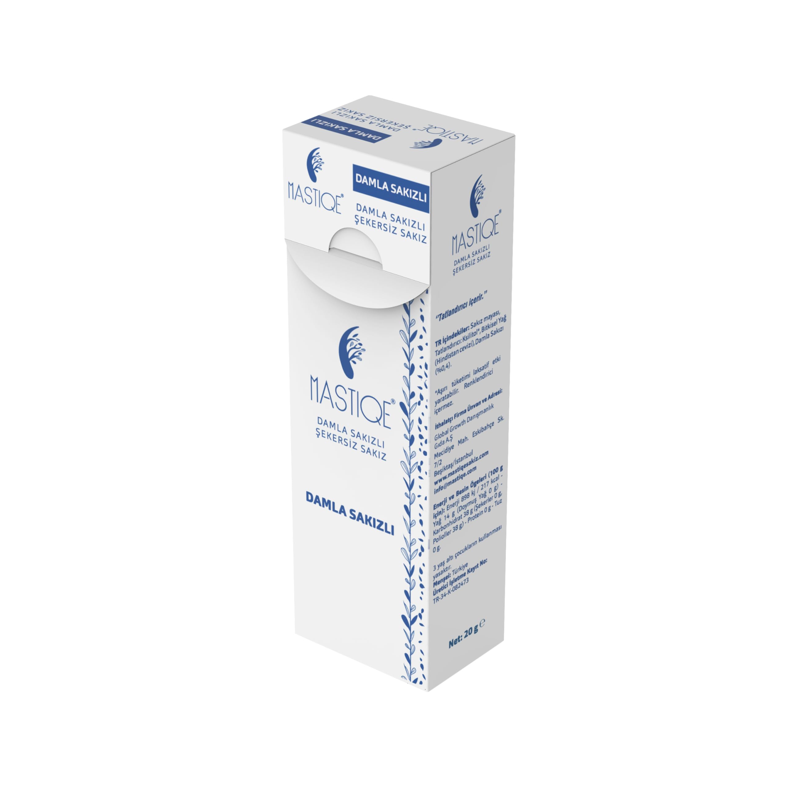 Mastiqe Doğal Aromalı Damla Sakızlı Şekersiz Sakız 20 Grx 12 Adet (Sade)