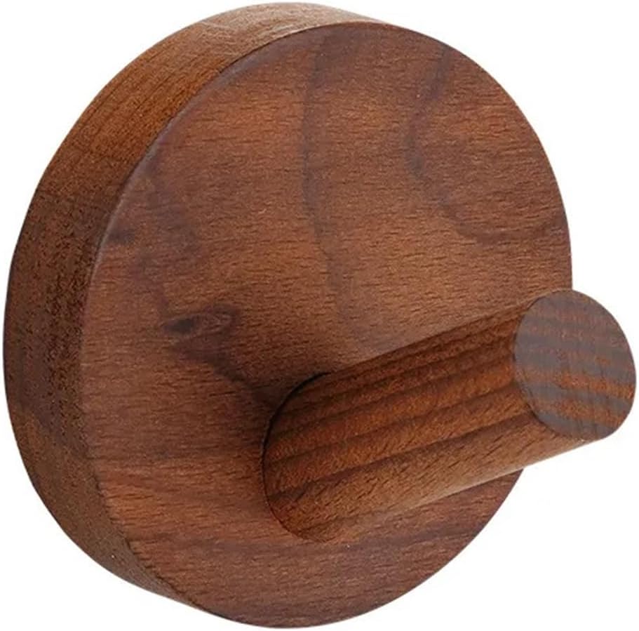 Simple Beech Walnut Wood Hook Hanging Hanger Punch Free Wall Hooks Bedroom Coat Storage Rack Home Towel Key Decoration Hook(Green,Black)