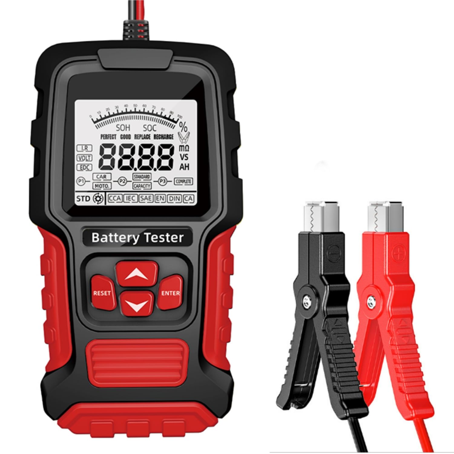 Car Battery Tester, 12V & 24V, 3~400AH, 40-2000CCA, Digital Automotive Battery Analyzer, Internal Resistance Tester