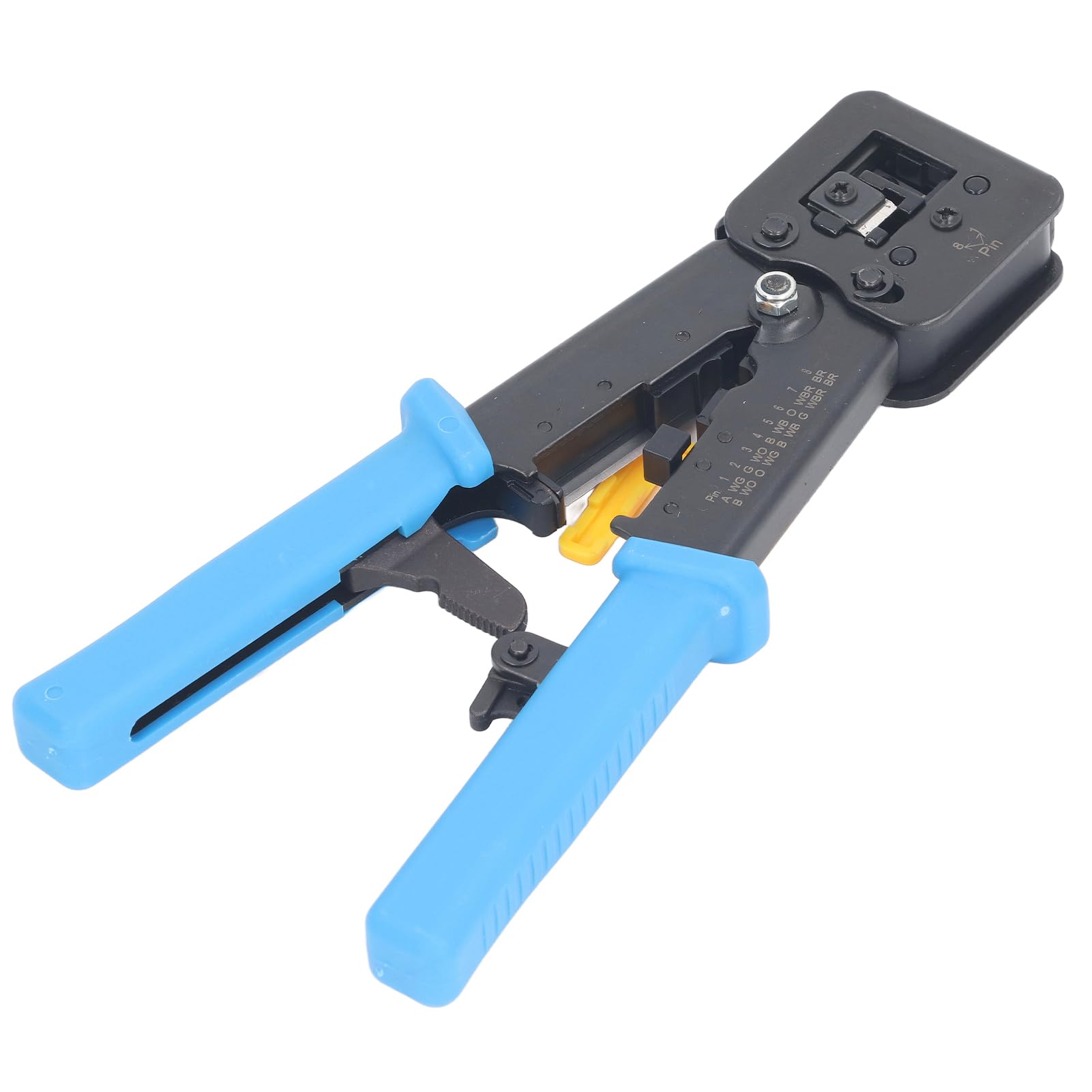 Pince à Câble Réseau RJ45 Kit D'outils de Sertissage Professionnel 6P8P pour Couper, Dénuder, Sertir les Connecteurs RJ11 RJ45 pour les Amateurs de Bricolage, Acier, Noir, 1 Jeu