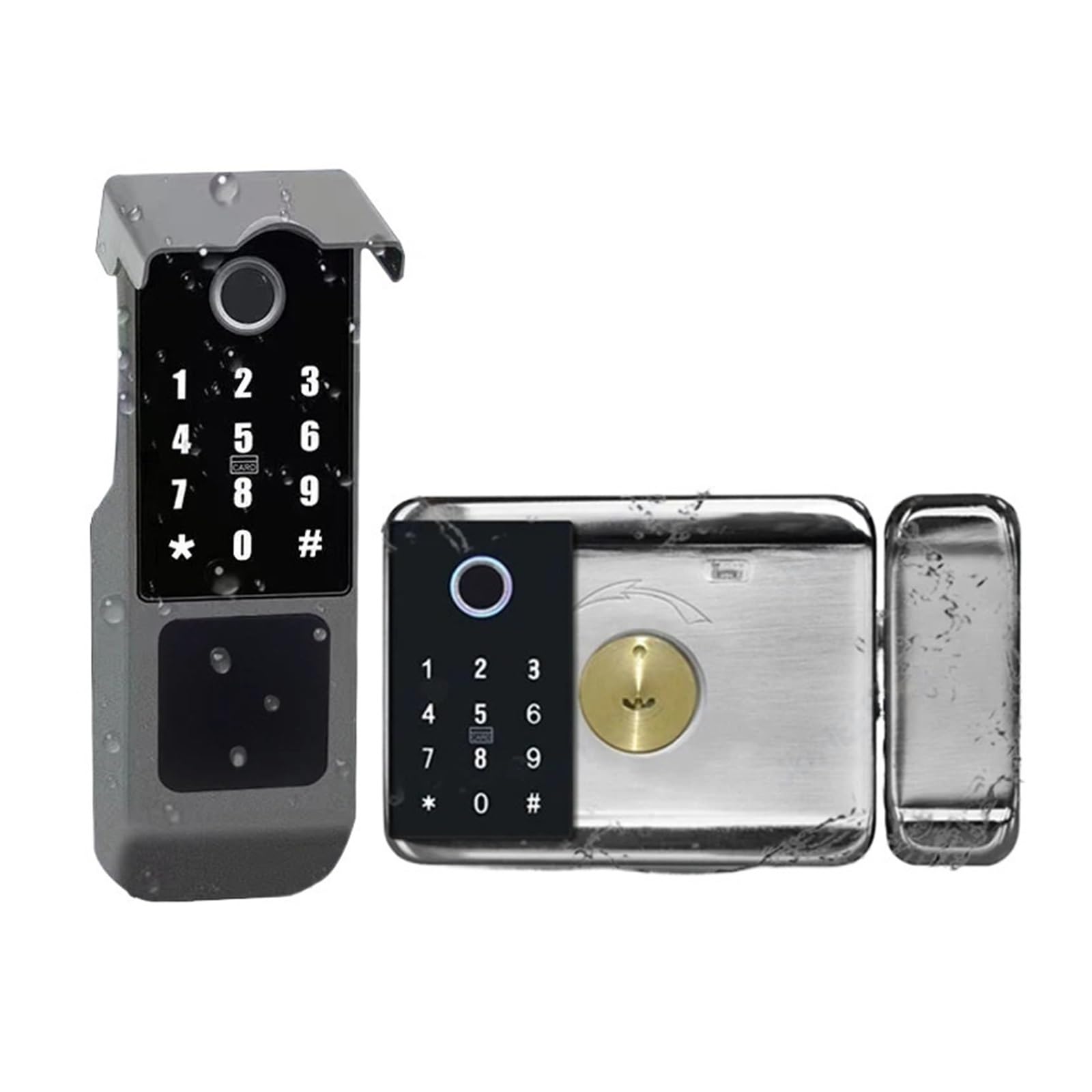 Waterproof Tuya Smart Lock WiFi Double Side Fingerprint Lock Outdoor Gate Digital Password Remote App Home Electronic Rim Lock(Ttlock(Double Code))