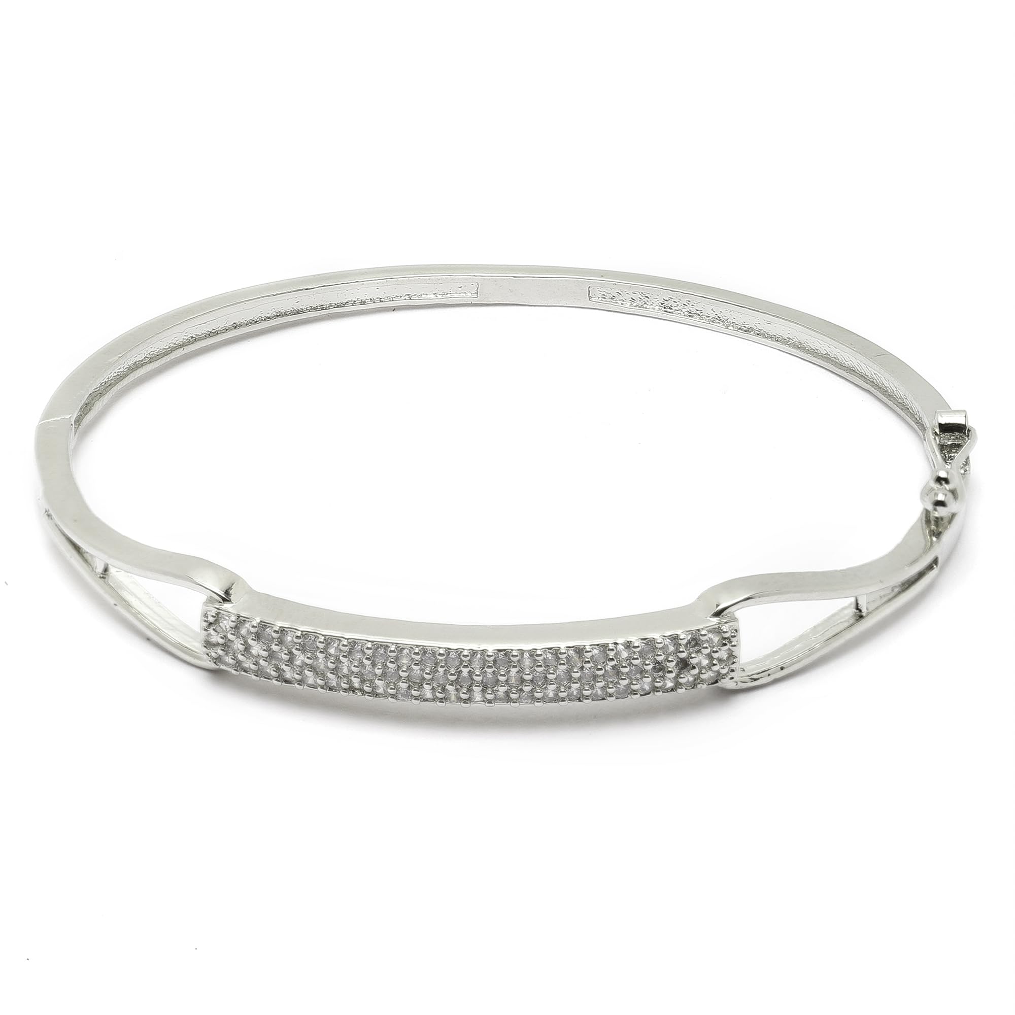 ZENEME Bracelet Rhodium-Plated Silver Toned White American Diamond Studded Contemporary Kada Openable Bracelet For Women and Girls (B0CGNV4B76) Amazon Price History, Amazon Price Tracker