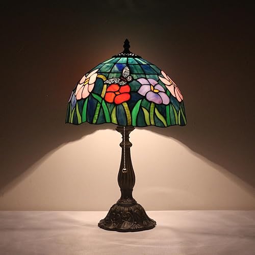 Lámpara de mesa estilo Tiffany, lámpara de mesa de flores de mariposa, luz de lectura Tiffany de 12 x 12 x 19 pulgadas, lámpara de decoración de disponible en Yaxa Guatemala