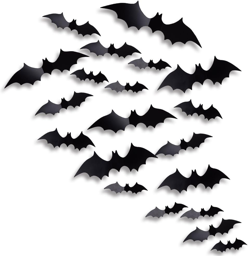 Antner 36pcs Halloween 3D Bats Decorations Bats Wall Sticker Realistic Scary Black Bats Wall Decal Halloween Party Supplies Halloween Eve Decor Sticker for DIY Home Window Indoor Decor