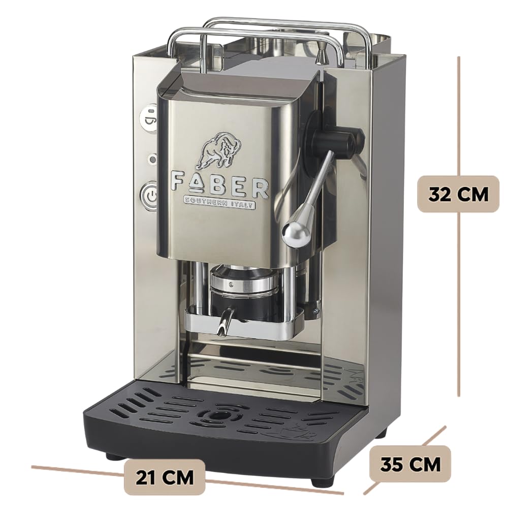 FABER COFFEE MACHINES | Pro 3.0 Inox | Macchina Caffè ESE 44mm in Acciaio con Elettrovalvola, Portacialda Estraibile e Tanica in vetro (Glossy)