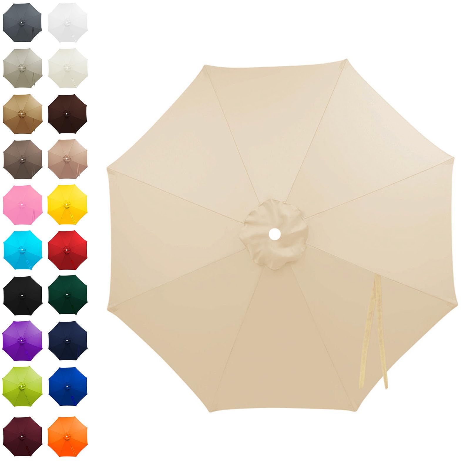 SkyFace Toile De Parasol 8 Baleines 4m,Auvent De Remplacement pour Parasol Déporté Remplacement pour Cour,Jardin,Plage, Protection UV 50+ Housse Rechange En Tissu