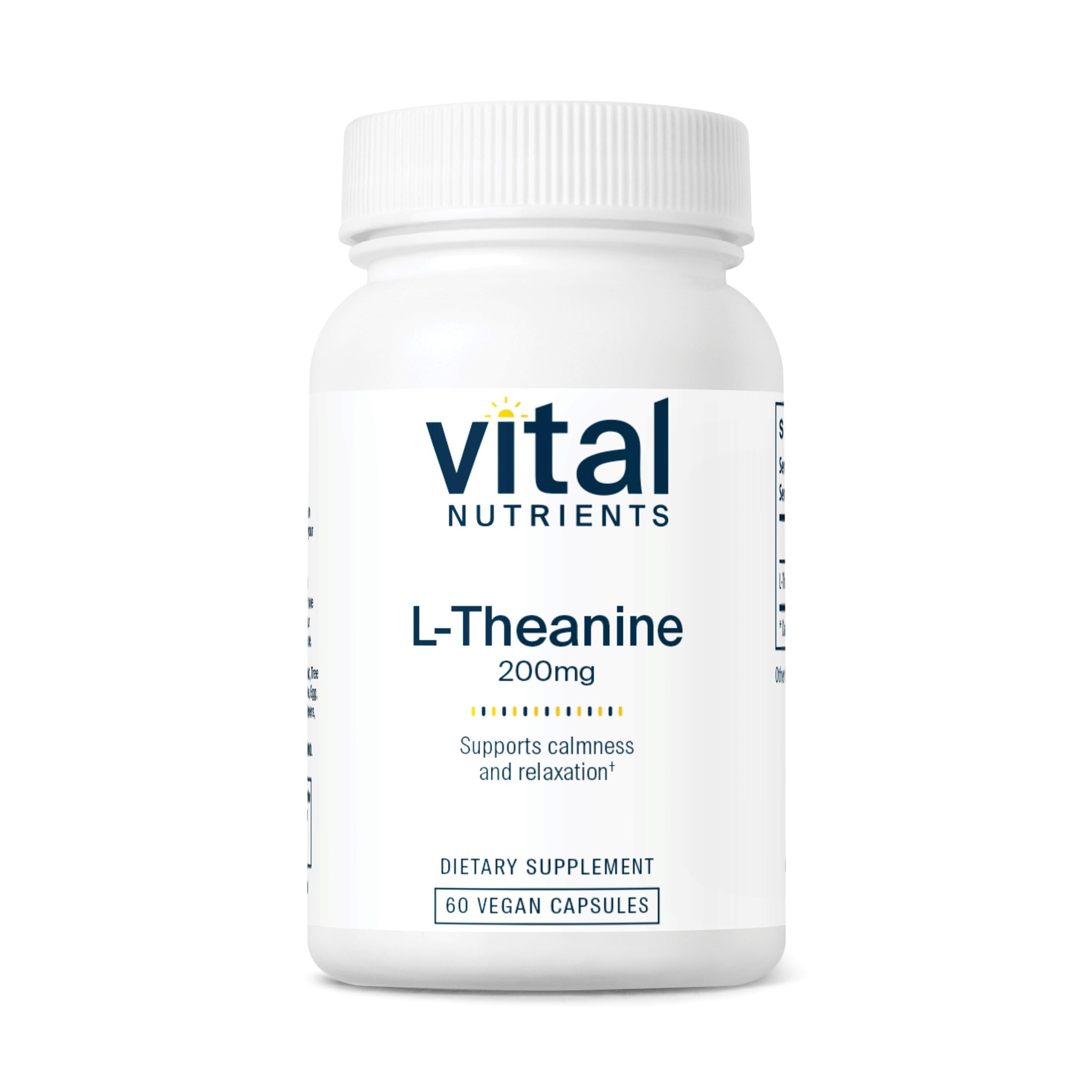 Vital Nutrients L-Theanine 200mg, 60 Capsules 60 Count (Pack of 1)
