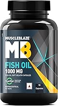 MuscleBlaze Omega 3 Fish Oil, 90 Capsules | Trustified Certified for Accuracy & Purity, 1000mg Omega 3 with 180mg EPA & 120mg DHA