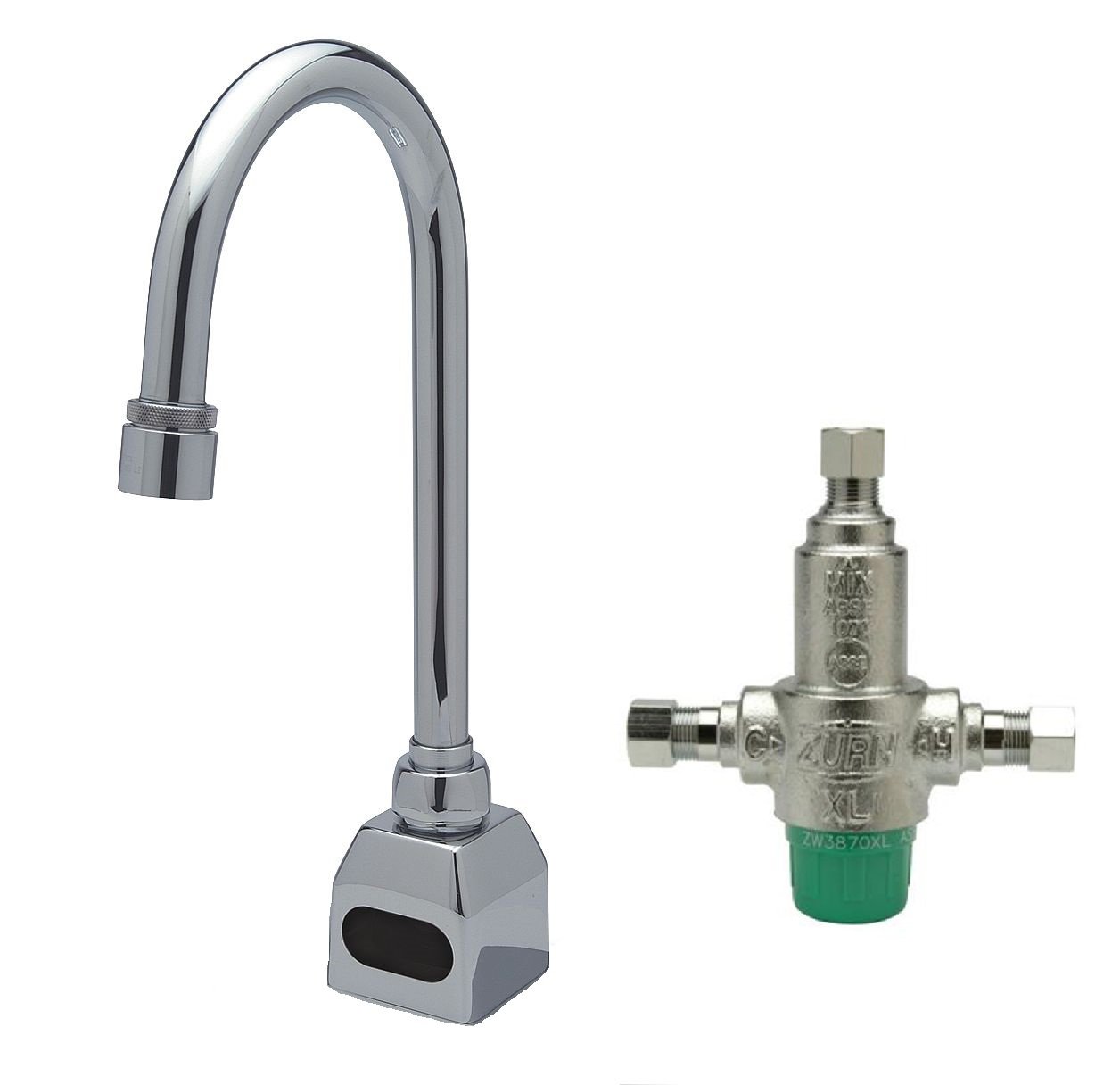 Zurn Z6920-XL-TMV-1 AquaSense Z6920-XL Single Hole Gooseneck Sensor Faucet with 0.5 gpm Aerator and Thermostatic Mixing Valve in Chrome