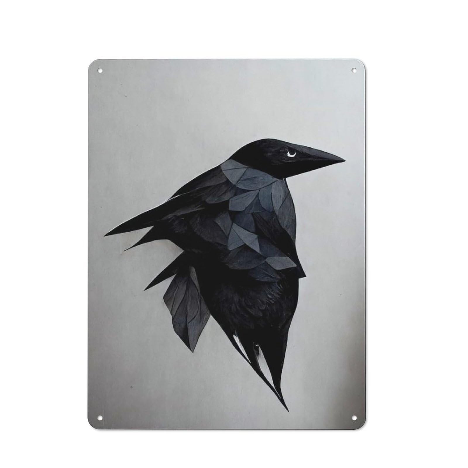 Geometric Raven III Retro Tin Sign 40x30cm for Living Room Or Hallway, Gift for Living Room Decor Lovers during The Christmas Season