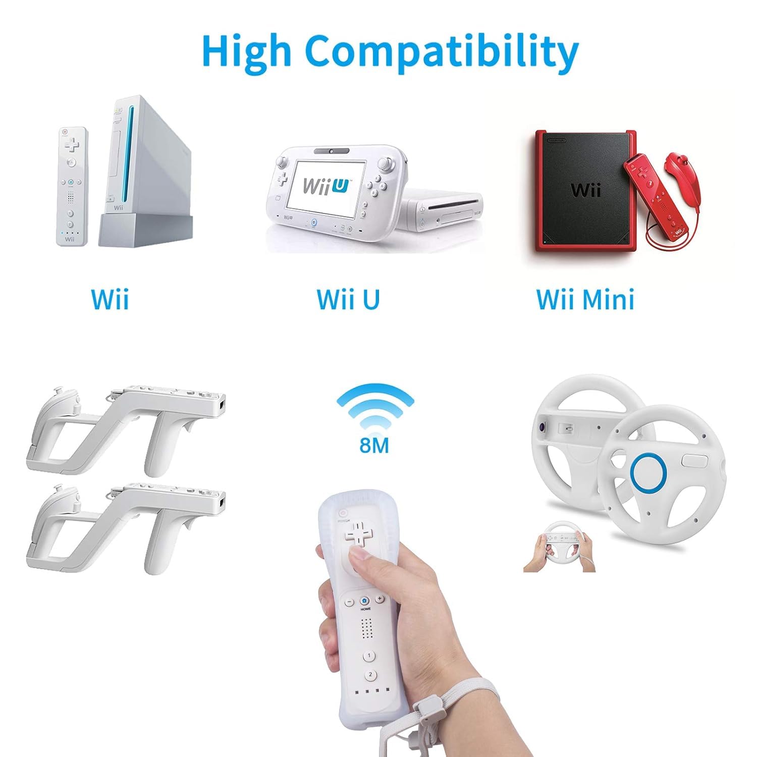 TechKen Pilot zdalnego sterowania z 2 kontrolerami WII z silikonowym etui, bez Motion Plus