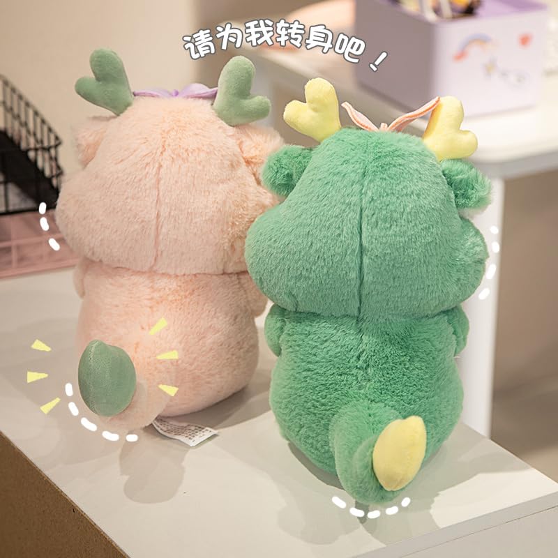 10 Inch Chinese Dragon Stuffed Animals Chinese Dragon Plush Toys Pillow Anime Chinese Dragon Plushie Hugging Pillow Chinese Dragon Doll Gift for Kids and Lovers (Pink) 4