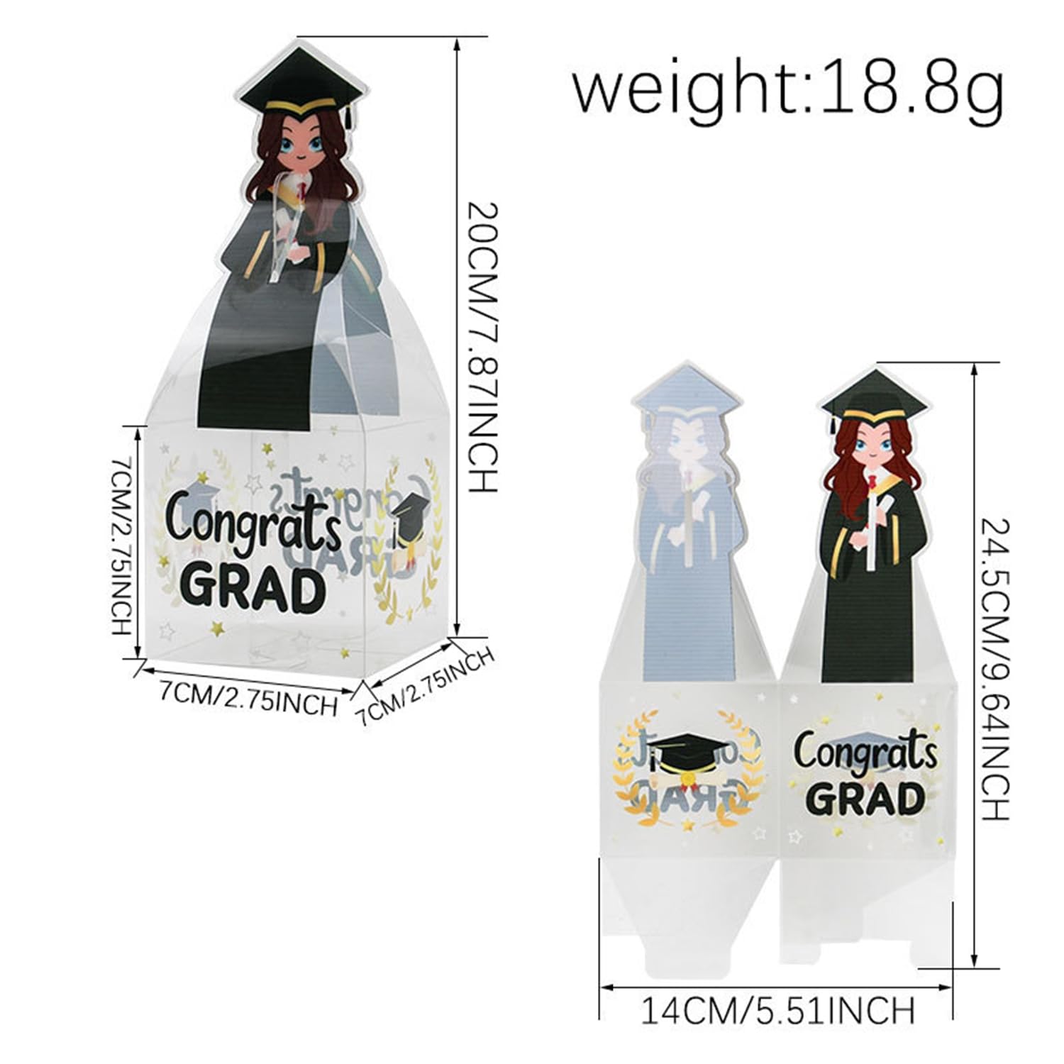 Hotcinab Ukończenie szkoły dekoracyjne pudełko na słodycze z napisem Congrats Grad pudełko na cukierki zakończenie szkoły, pudełko na prezent, czarne #1, 30 sztuk