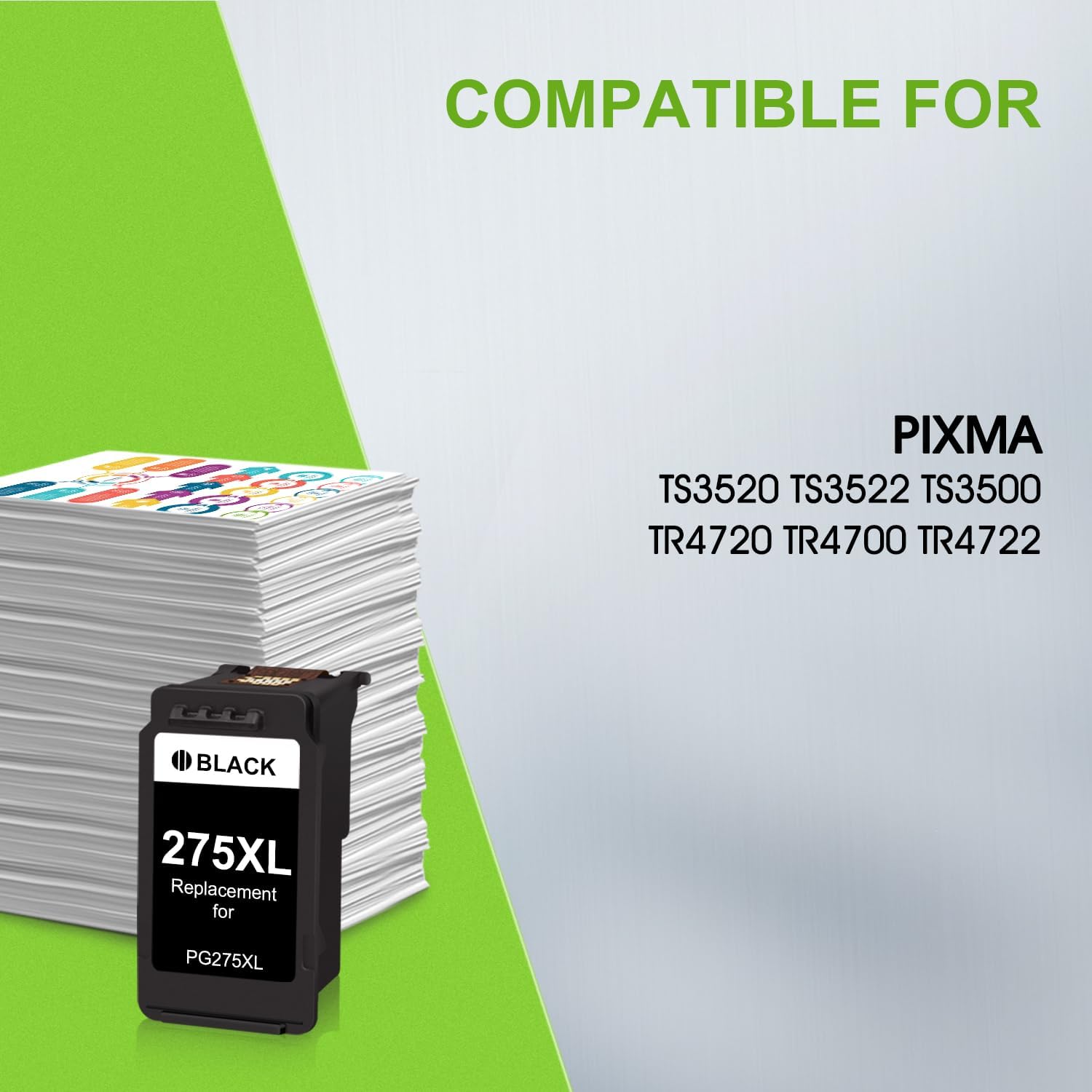 275XL Black Ink Cartridge Replacement for PG-275 275 XL Ink Cartridges for Canon PIXMA TS3500 TS3520 TS3522 TR4700 TR4720 TR4722 Printers High Capacity (1 Black)