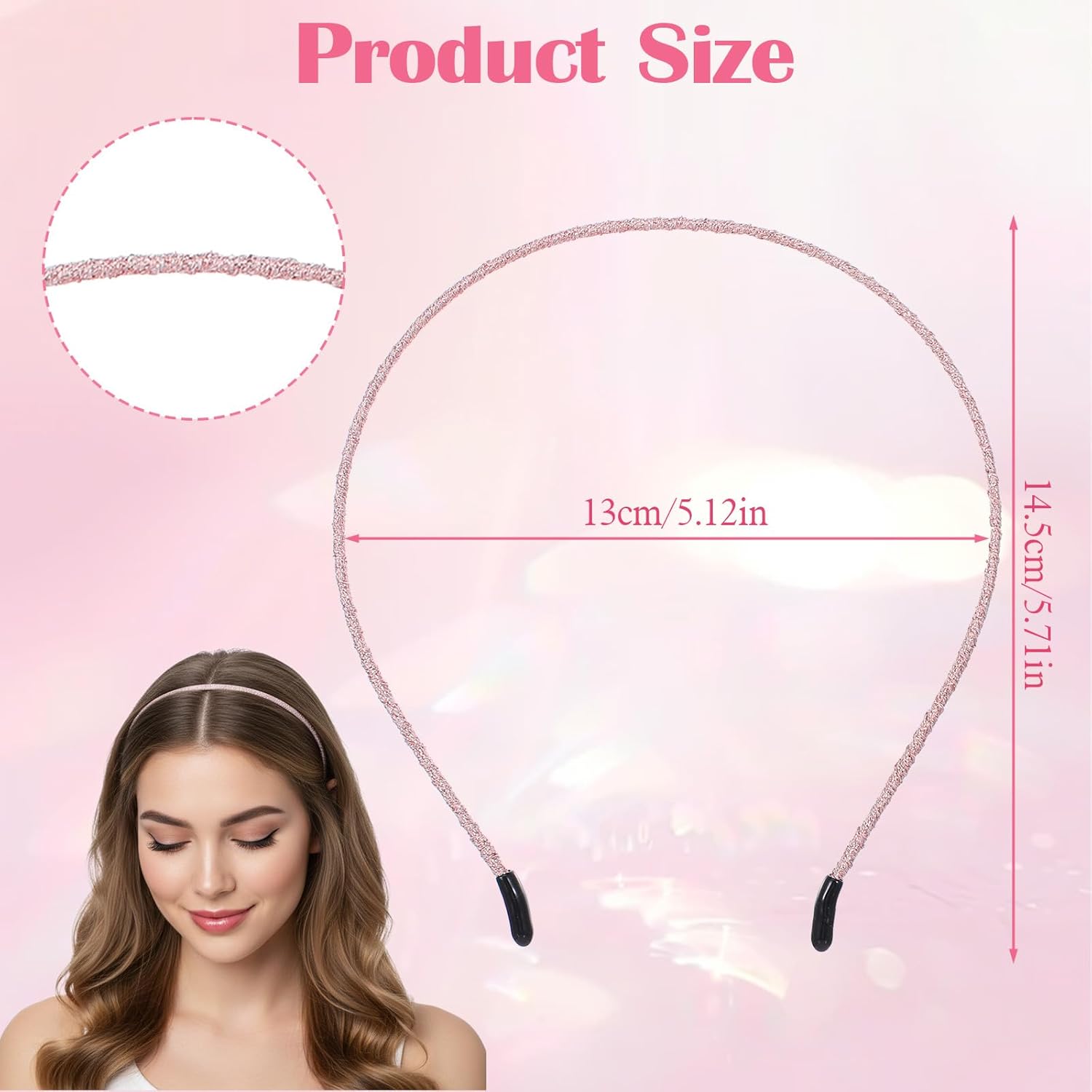 Larrel Thin Headbands for Women, 6 Pcs 4mm Skinny Plastic Headbands for Women, Glitter Multicolor Womens Headband for Hair, Elegant Headband Hair Accessories for Womens Lady Girls - Image 2