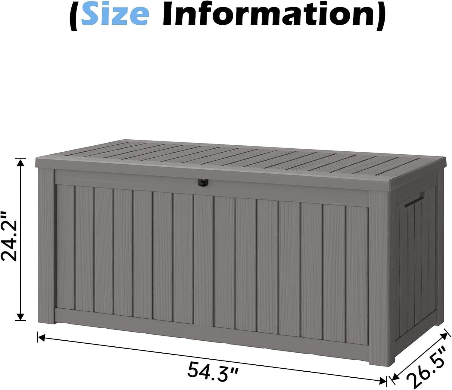 Baulera Exterior Impermeable 130L para Almacenaje Terraza, Rayado Gris