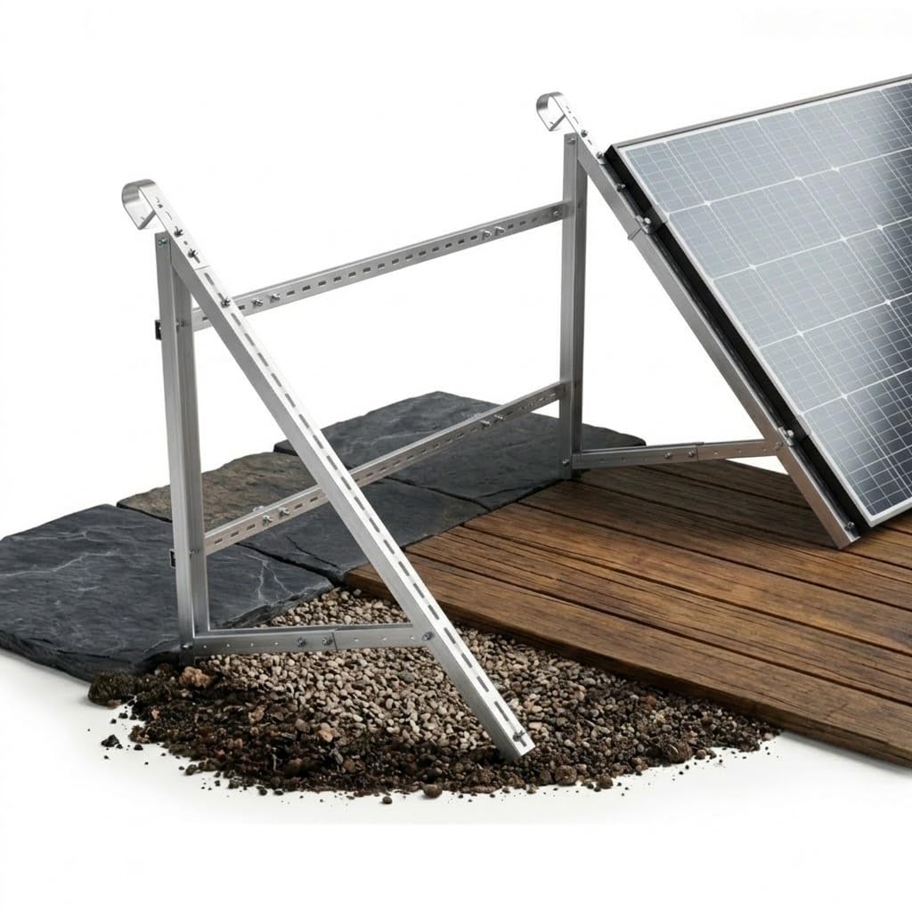 Balkonkraftwerk Halterung Aluminium von Tergato – Solarpanel Halterung für Balkon & Wand – Verstellbar 30-50° – PV Modul Set aus Aluprofil – Rostfreier Stahl