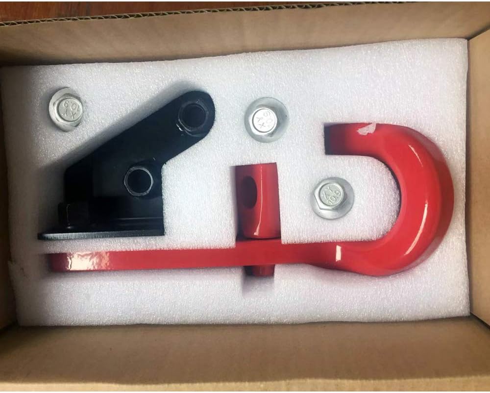 SXMA J355 Rear Tow Hook Bumper Off-Road Trailer Outdoor Traction 1PC Red Steel Car Towing Bars Compatible with 2007-2018 Je ep W Rangler Rubicon Sahara Freedom Sport JK JKU