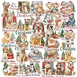 クリスマス レトリーバー ハスキー チワワ パグ シーズー コーギー ヨークシャー シェパード ワンちゃん大集合 動物病院 ペットショップ 透明台紙 シール ステッカー (55枚Bア)