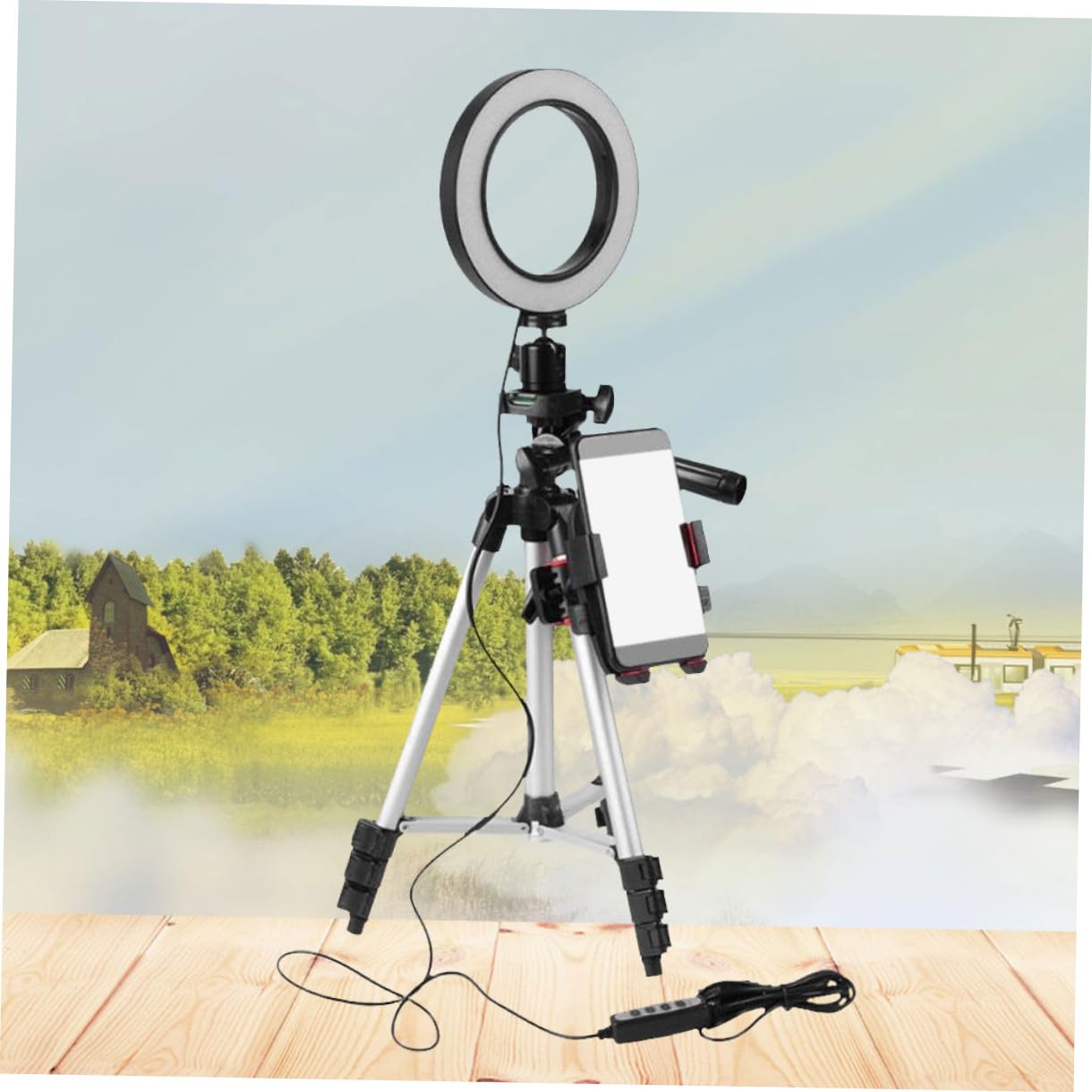 SHERCHPRY Ringlicht Mit Stativ Für Handy Led Selfie Licht Mit Dimmbarem Farbton Für Live-Stream Make-up Und Videoaufnahme Kompatibel Mit Meisten Handysizes