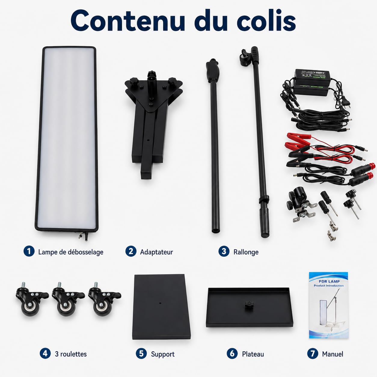 Lampe de détection de bosses pour voiture, lampe de détection de bosses LED 10 W, panneau lumineux à 360° Lampe réflectrice professionnelle pour ateliers de réparation automobile, ateliers de