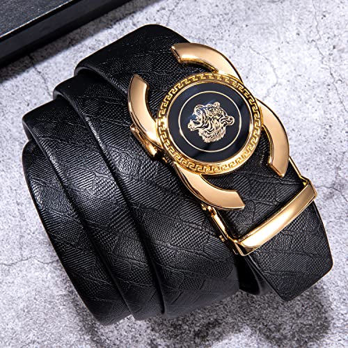 Image of Barry.Wang Mens 2 Pack Ratchet Belts Leather Adjustable 1 3 /8 inch Gift Box