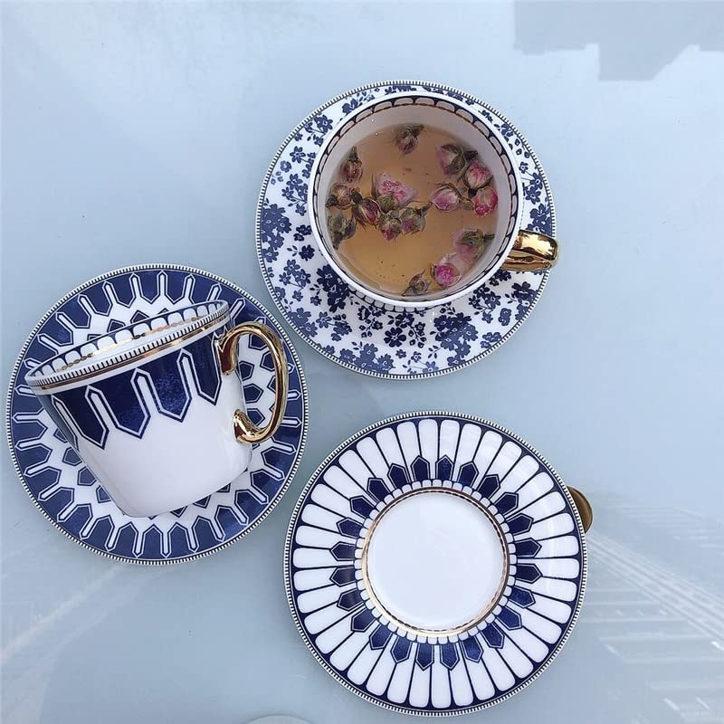 Juego de Tazas de té, Juego de Tazas de té Modernas, Juego de Tazas de café de Porcelana Exquisita con Estante de Almacenamiento