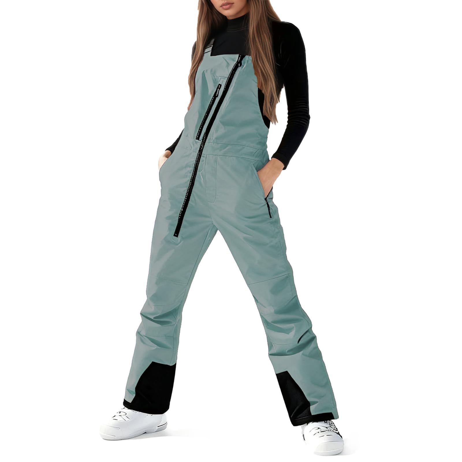 Skianzug Damen, Skihose Damen Jumpsuit Outdoor Skianzüge Thermohose Baggy Skioverall Randonnee Einteiler Anti Coupure Skihose Snowboardhose Winterjacke